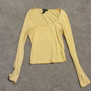 Yellow and white longe sleeve shirt